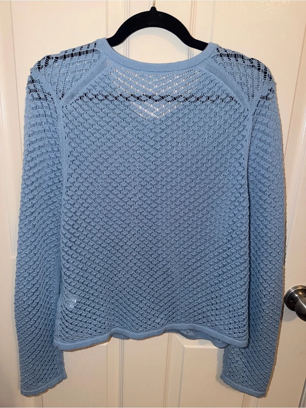 Everlane Light Blue Openwork Button-Front Cardigan